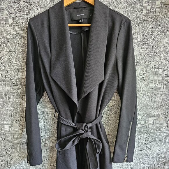 Black Vero Moda Belted Wrap Coat - Picture 1 of 4